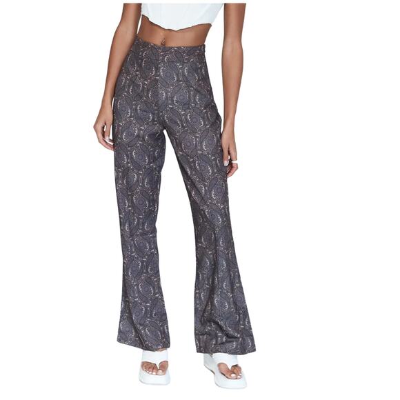 Princess Polly Jensen Paisley Pants, Brown, Size 8, Women's - Picture 1 of 6